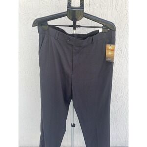 George Classic Fit Men's Graphite Flat Front Pants 36x32 Business Dress NWT